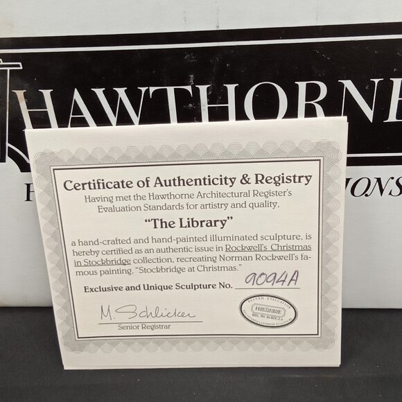 Vintage Christmas Luminary With Box The Library Norman Rockwell Hawthorne 1990s - Picture 5 of 16